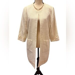 Vintage Cream tweed crochet embellished dress jacket